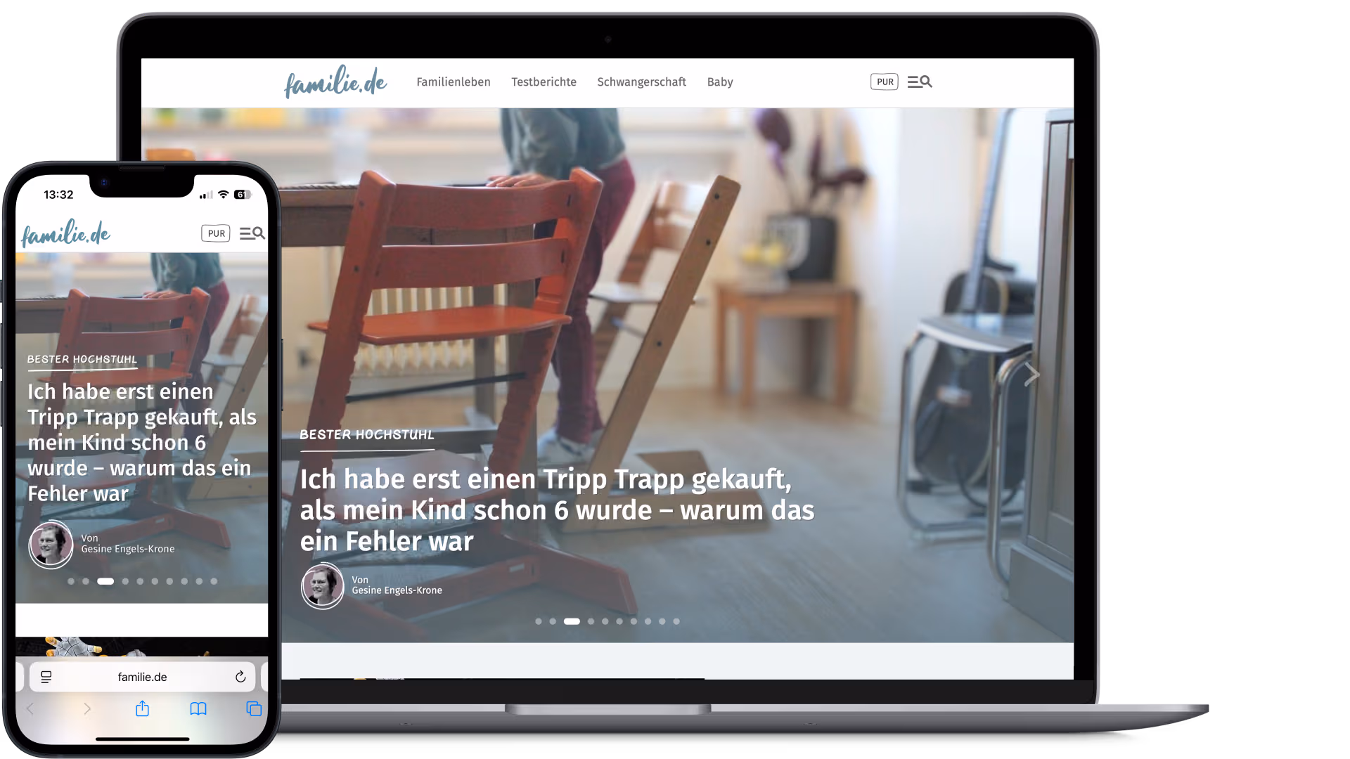 familie.de auf Smartphone und Desktop