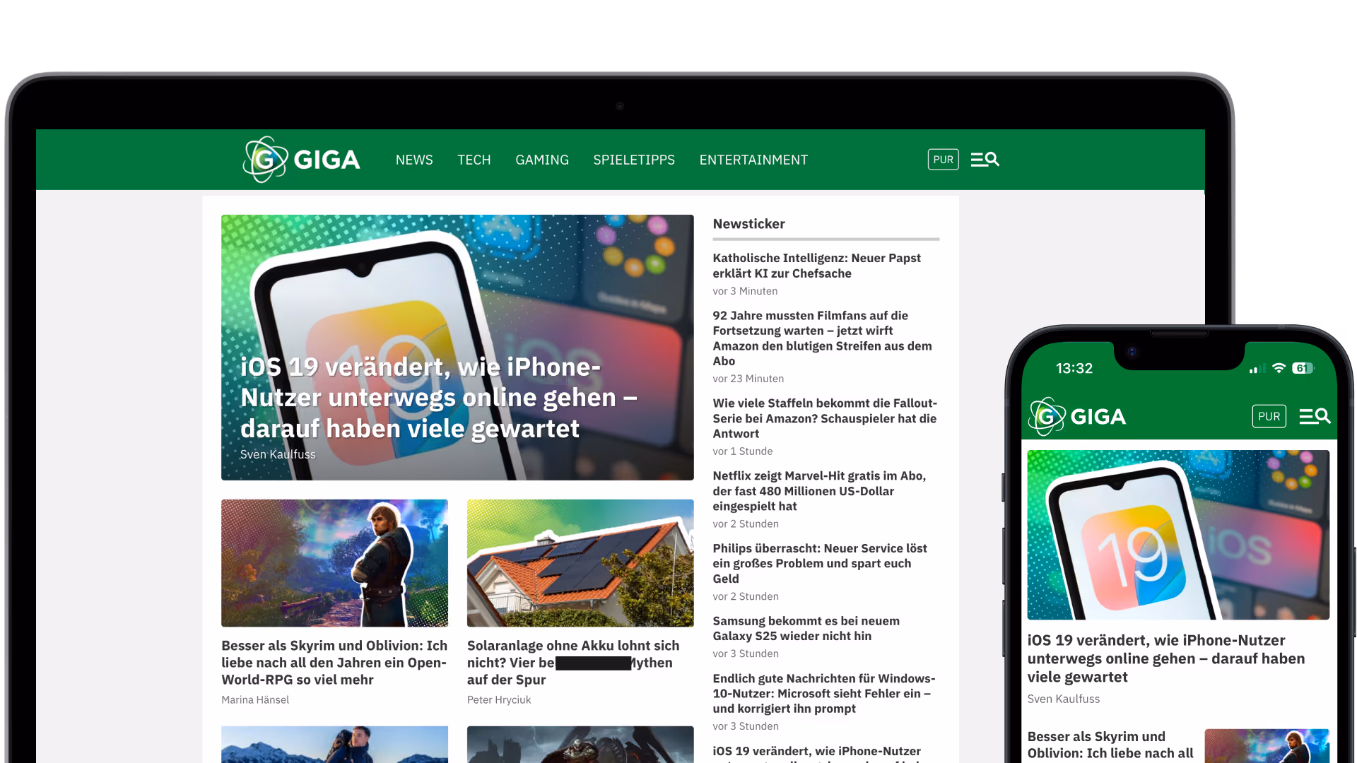 giga auf dem Smartphone und Desktop