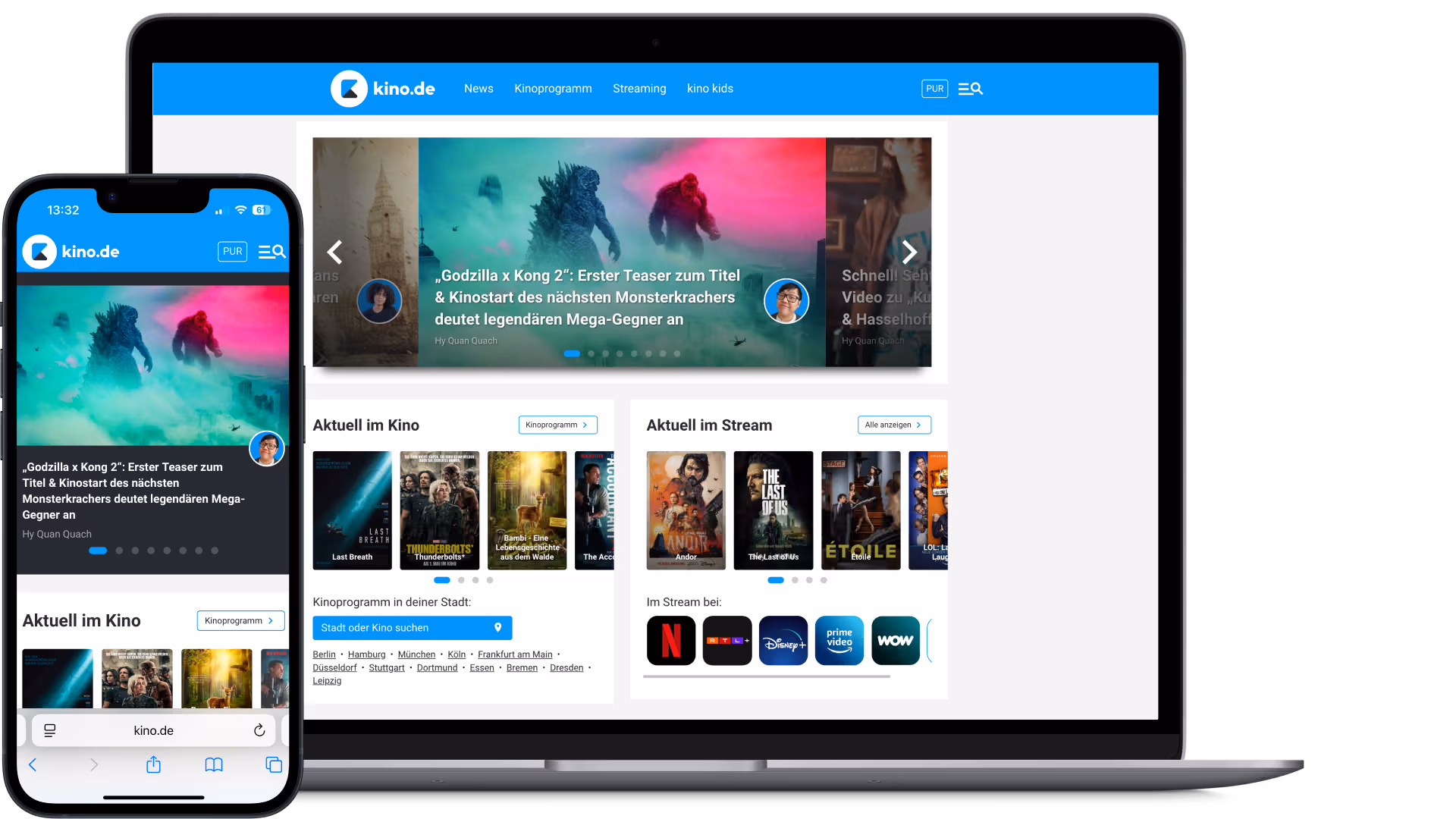 kino.de auf Smartphone und Desktop