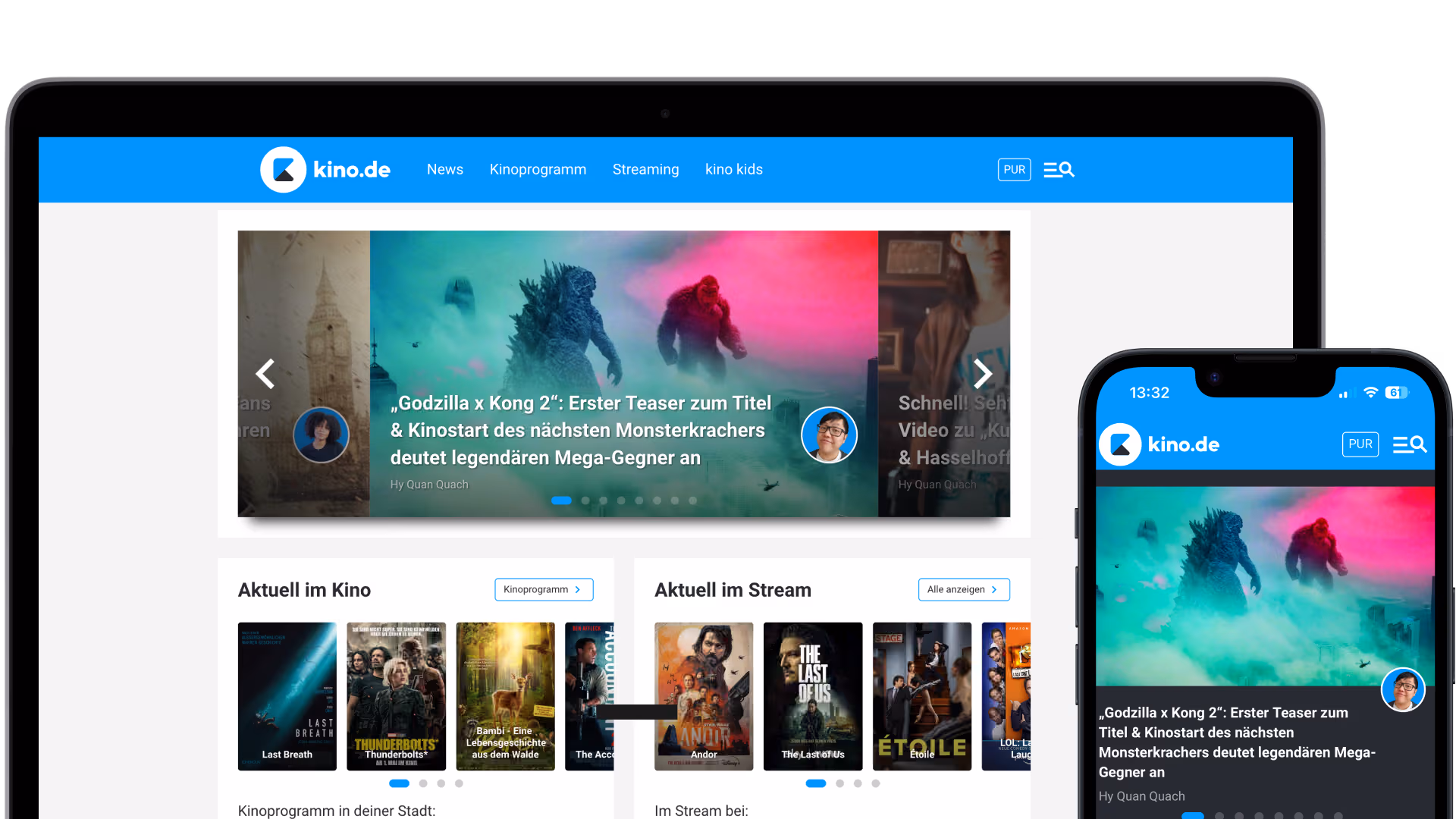 kino.de auf Smartphone und Desktop